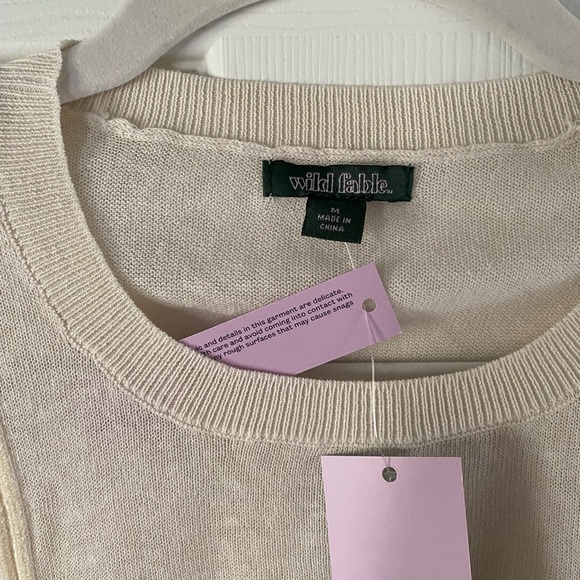 Wild Fable Cream Crop Top Ribbed Style - Picture 3 of 4